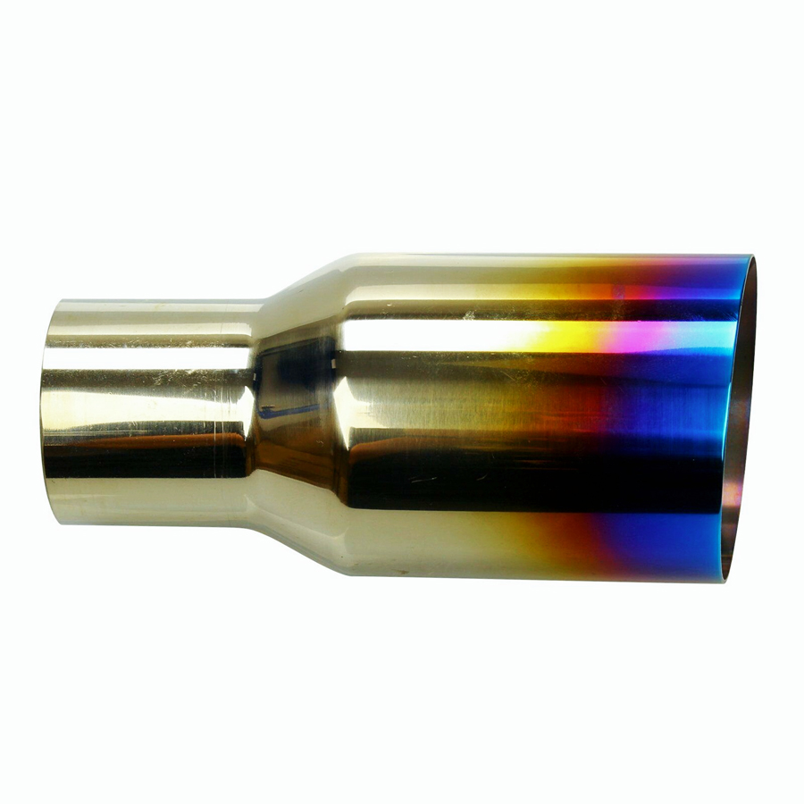 Polished Stainless 2X Blue Burnt Exhaust Single Slant Cut Tip 2.5 In 3.5 Out