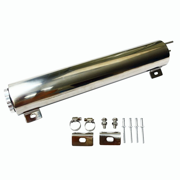 3" x 16" Polished Stainless Steel Radiator Overflow Tank Catch Can 50 OZ